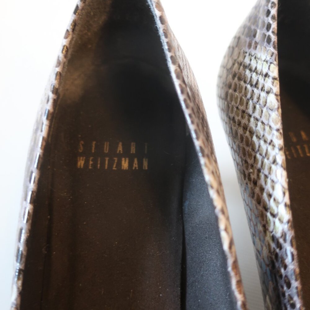 Womens Stuart Weitzman Taupe Brown Python Snakesk… - image 5